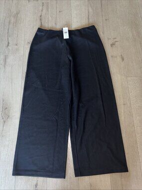 NWT Eileen Fisher Wool Black Wide Leg Pants Full Length NWT MSRP $268